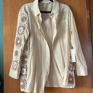 Long sleeve Crochet Detail Button Up
top